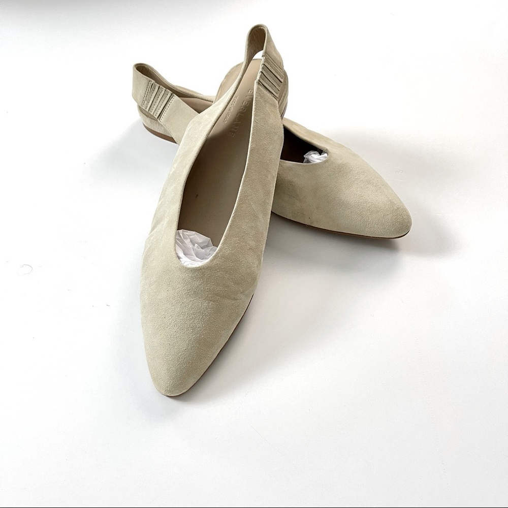 Everlane’s V Slingback Flats Leather Light Taupe Suede 9.5